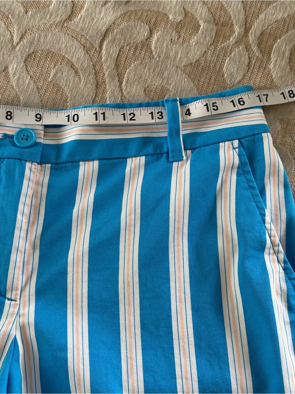LOFT Outlet Curvy 6” Striped Cotton Shorts Blue White Size 6